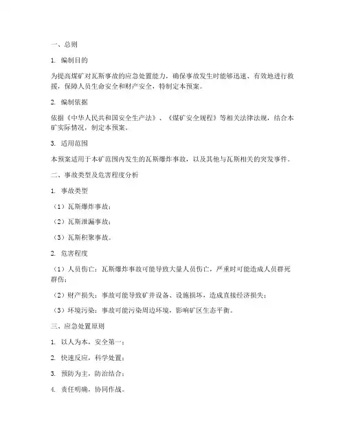 煤矿瓦斯应急救援预案