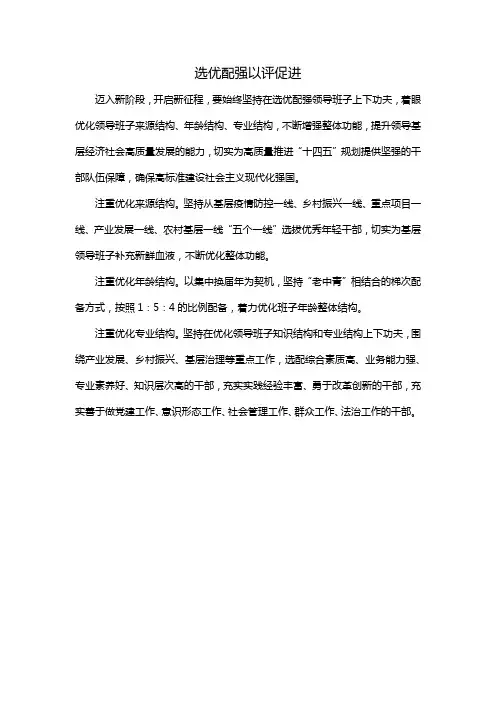选优配强以评促进