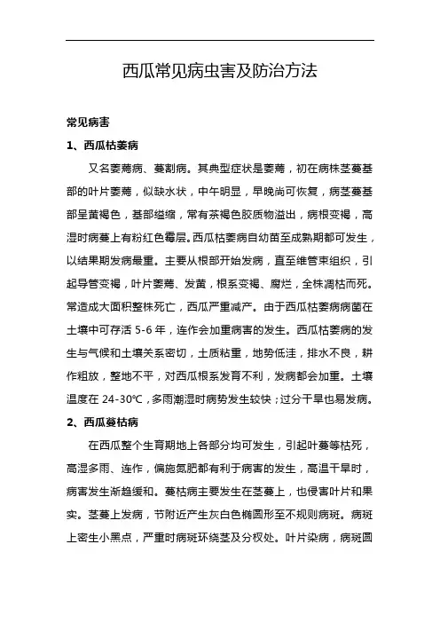 西瓜常见病虫害及防治方法