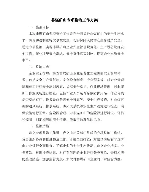 非煤矿山专项整治工作方案