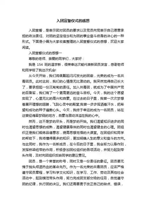 入团宣誓仪式的感想