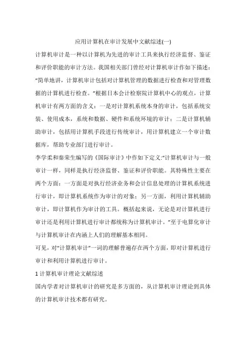 应用计算机在审计发展中文献综述(一)