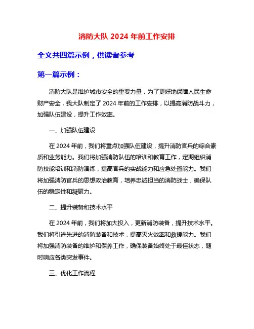 消防大队2024年前工作安排