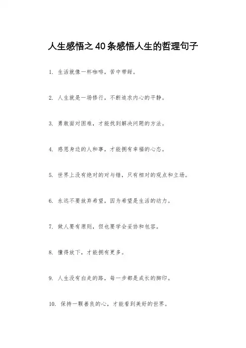人生感悟之40条感悟人生的哲理句子