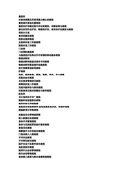 医院流程图汇总分析讲解学习