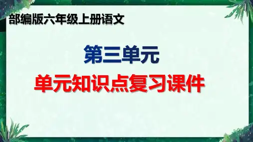 部编版六年级语文上册第三单元基础知识点期末优质复习课件PPT