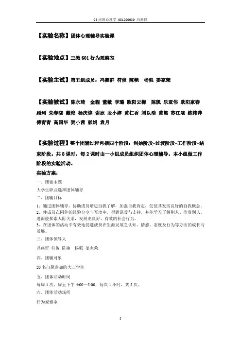 团辅实验报告