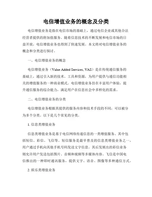 电信增值业务的概念及分类
