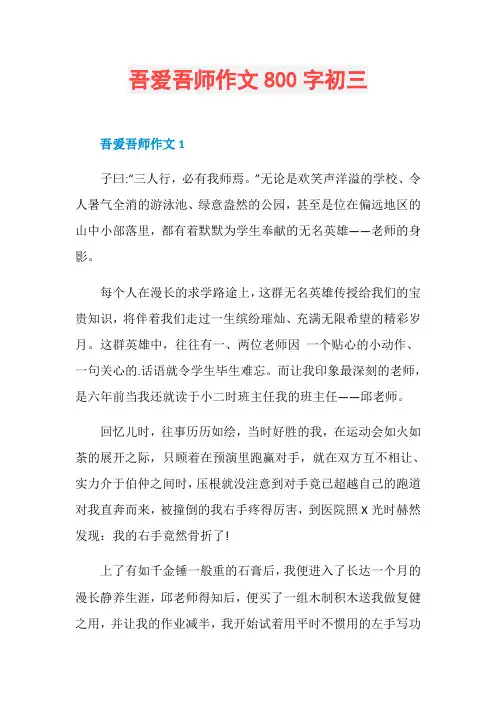 吾爱吾师作文800字初三