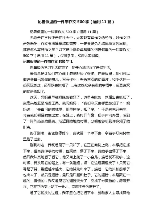 记暑假里的一件事作文500字（通用11篇）