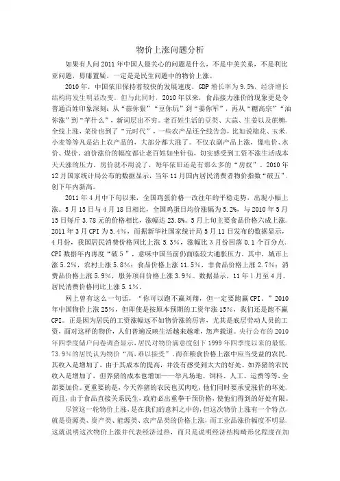 物价上涨问题分析