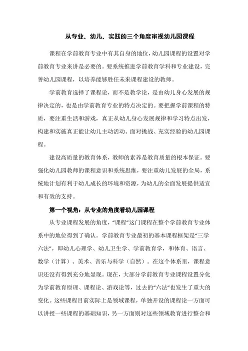 从专业、幼儿、实践的三个角度审视幼儿园课程