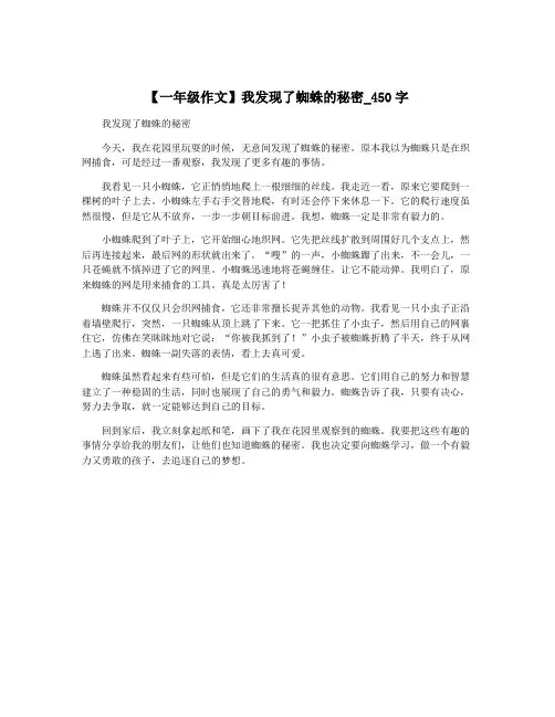 【一年级作文】我发现了蜘蛛的秘密_450字