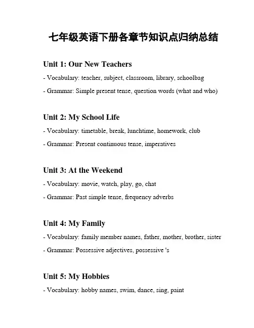 七年级英语下册各章节知识点归纳总结
