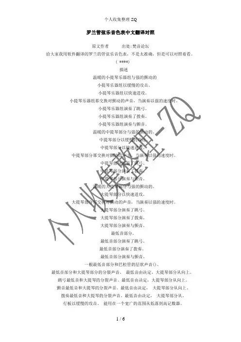 罗兰管弦乐音色表中文翻译对照