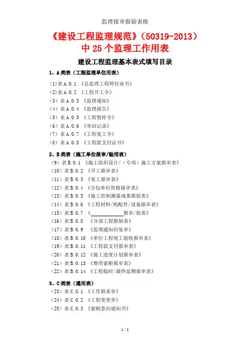 监理报审报验表格