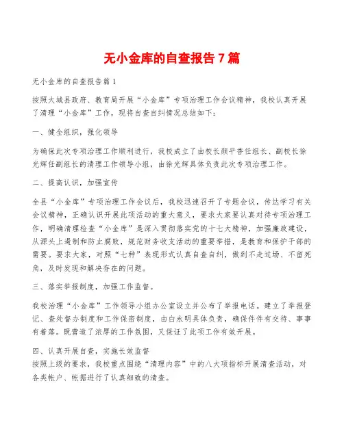 无小金库的自查报告7篇