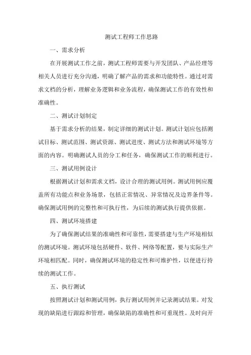 测试工程师工作思路