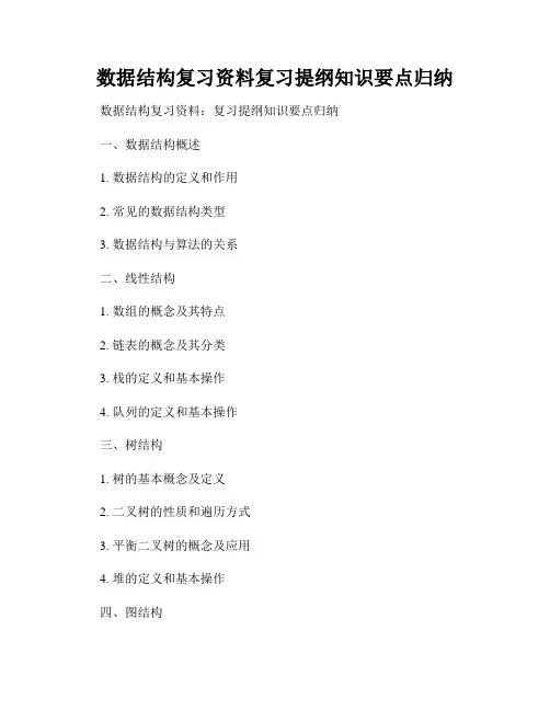数据结构复习资料复习提纲知识要点归纳
