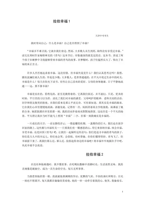 2013年天津中考作文幸福1