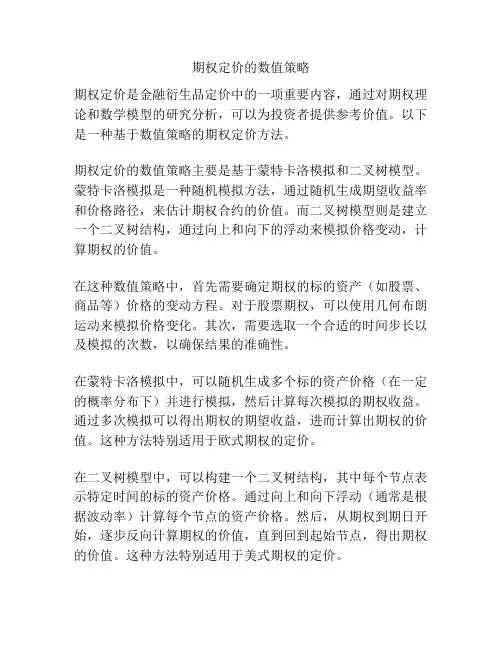 期权定价的数值策略