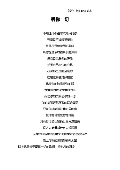 《爱你一切》歌词 陆虎