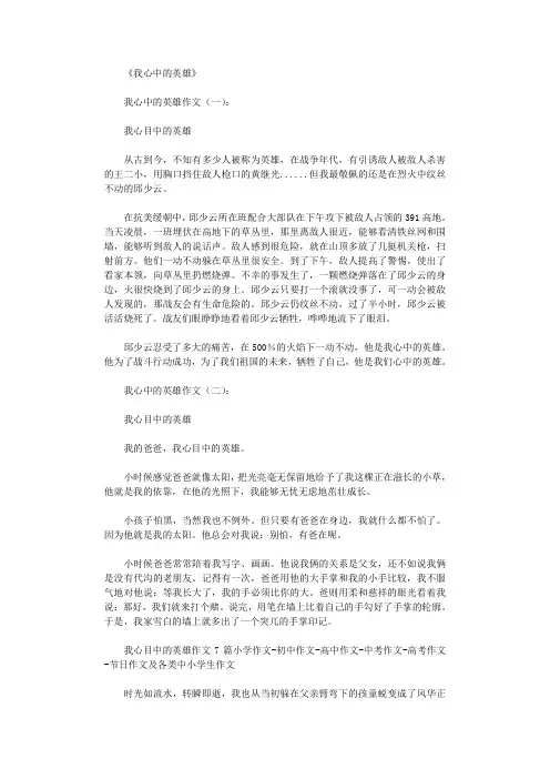 我心中的英雄(10篇)_作文完美版