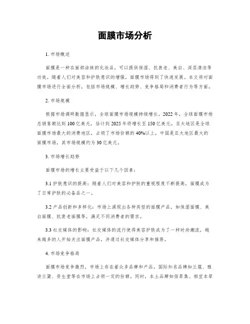 面膜市场分析