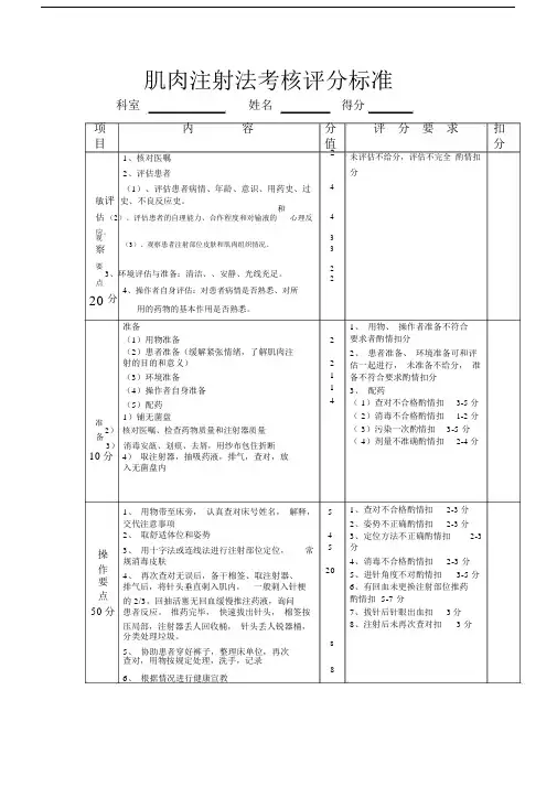 肌肉注射法考核评分标准.doc