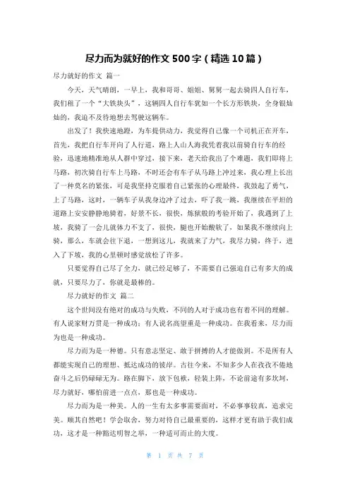尽力而为就好的作文500字(精选10篇)