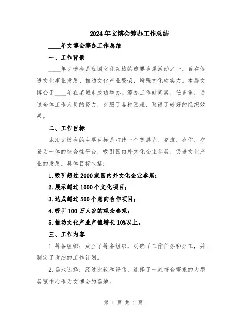 2024年文博会筹办工作总结