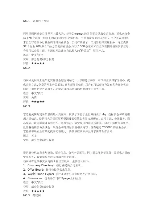 全球十大电子商务BB网站排行榜