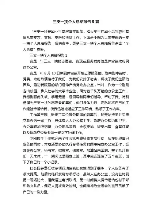 三支一扶个人总结报告5篇