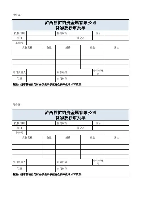 货物放行审批单