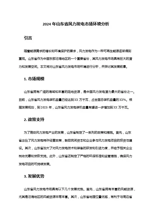 2024年山东省风力发电市场环境分析