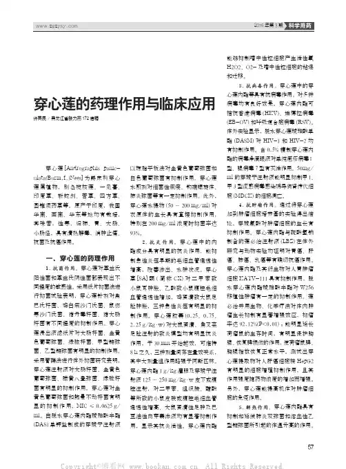穿心莲的药理作用与临床应用
