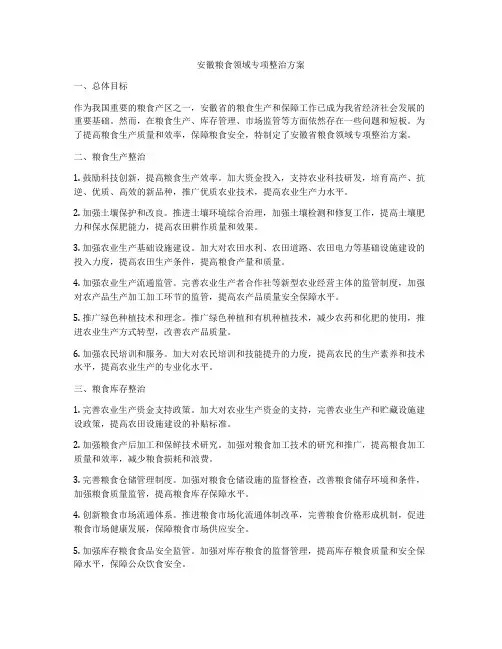 安徽粮食领域专项整治方案