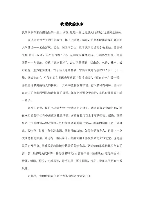 我爱我的家乡_初中初一作文600字