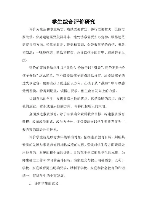 邢秀岩论文学生综合评价研究