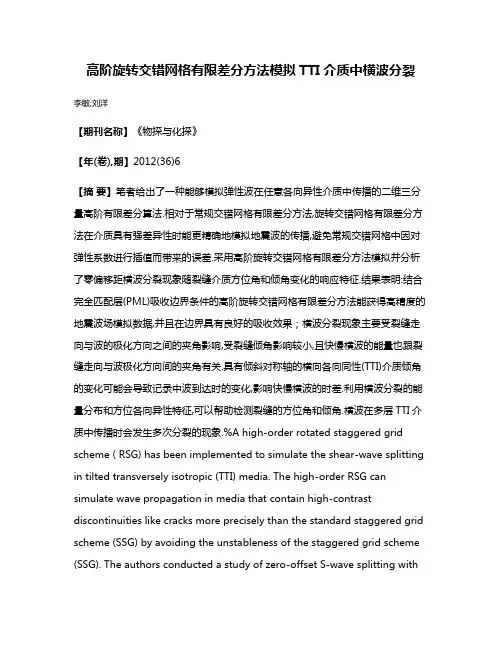 高阶旋转交错网格有限差分方法模拟TTI介质中横波分裂
