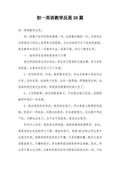 初一英语教学反思20篇