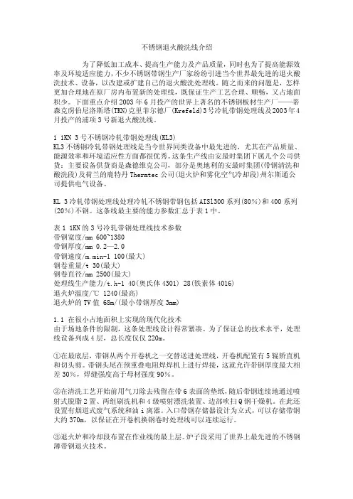 不锈钢退火酸洗线介绍