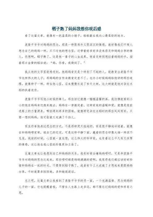 稻子熟了妈妈我想你观后感