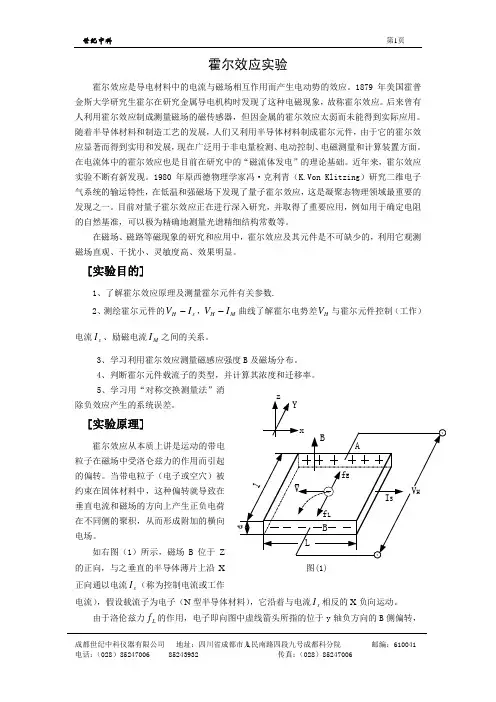 霍尔效应实验说明书