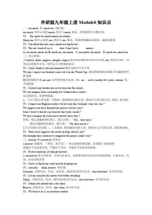 外研版九年级上册Module6知识点