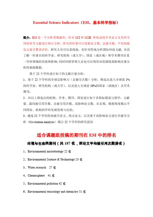 ESI期刊