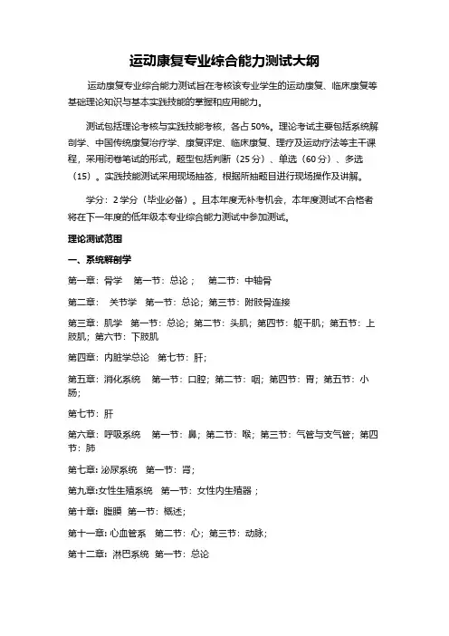 运动康复专业综合能力测试大纲