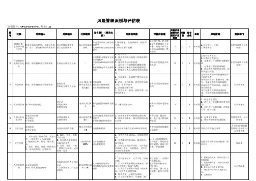 风险管理识别与评估表