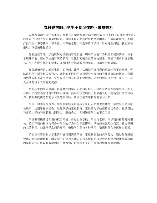 农村寄宿制小学生不良习惯矫正策略探析