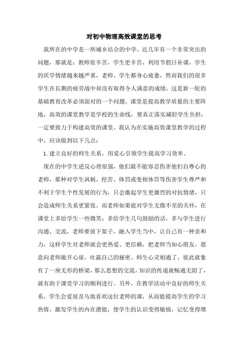 对初中物理高效课堂的思考